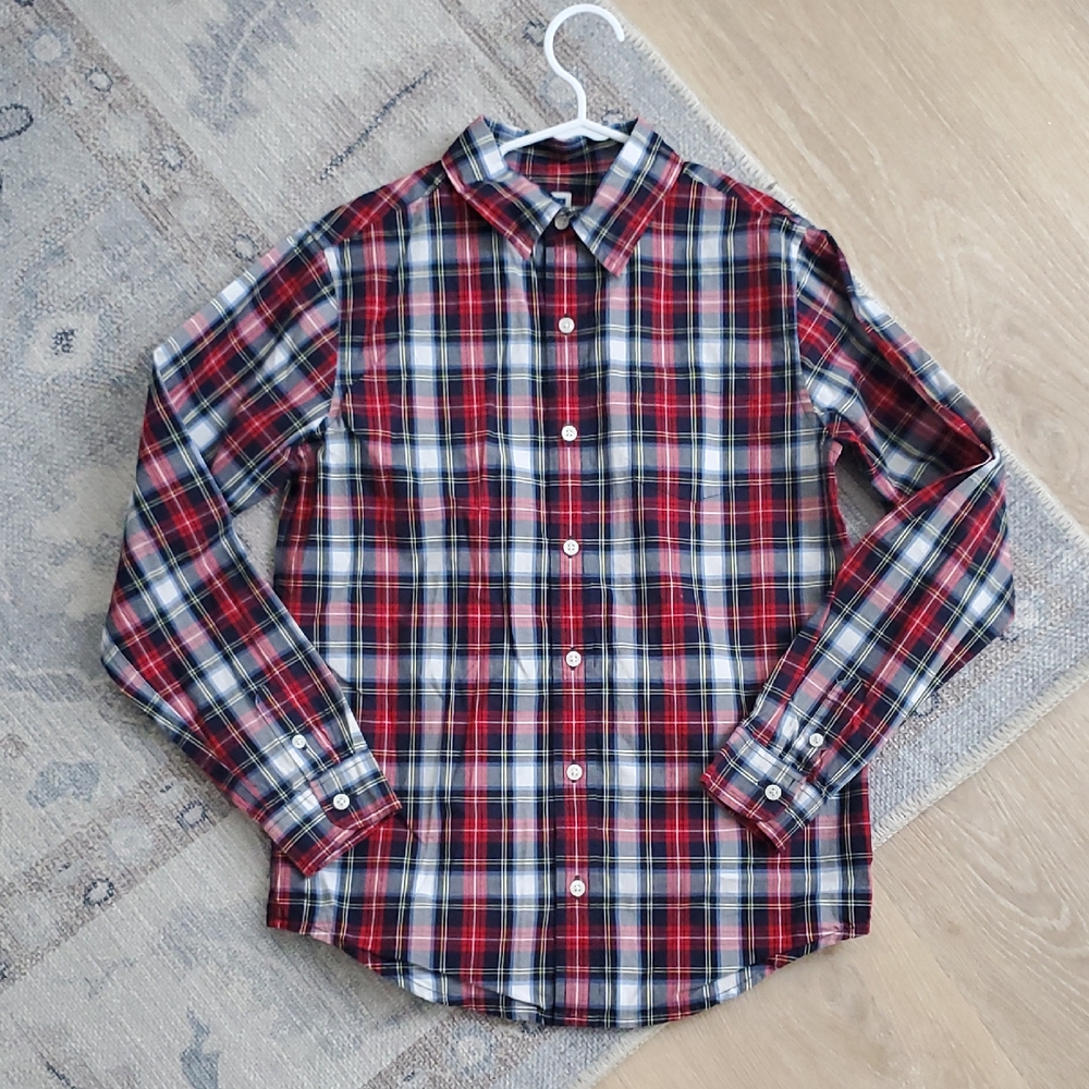 Janie and Jack Boys Classic Blue Red Plaid Button Down Shirt Sz10